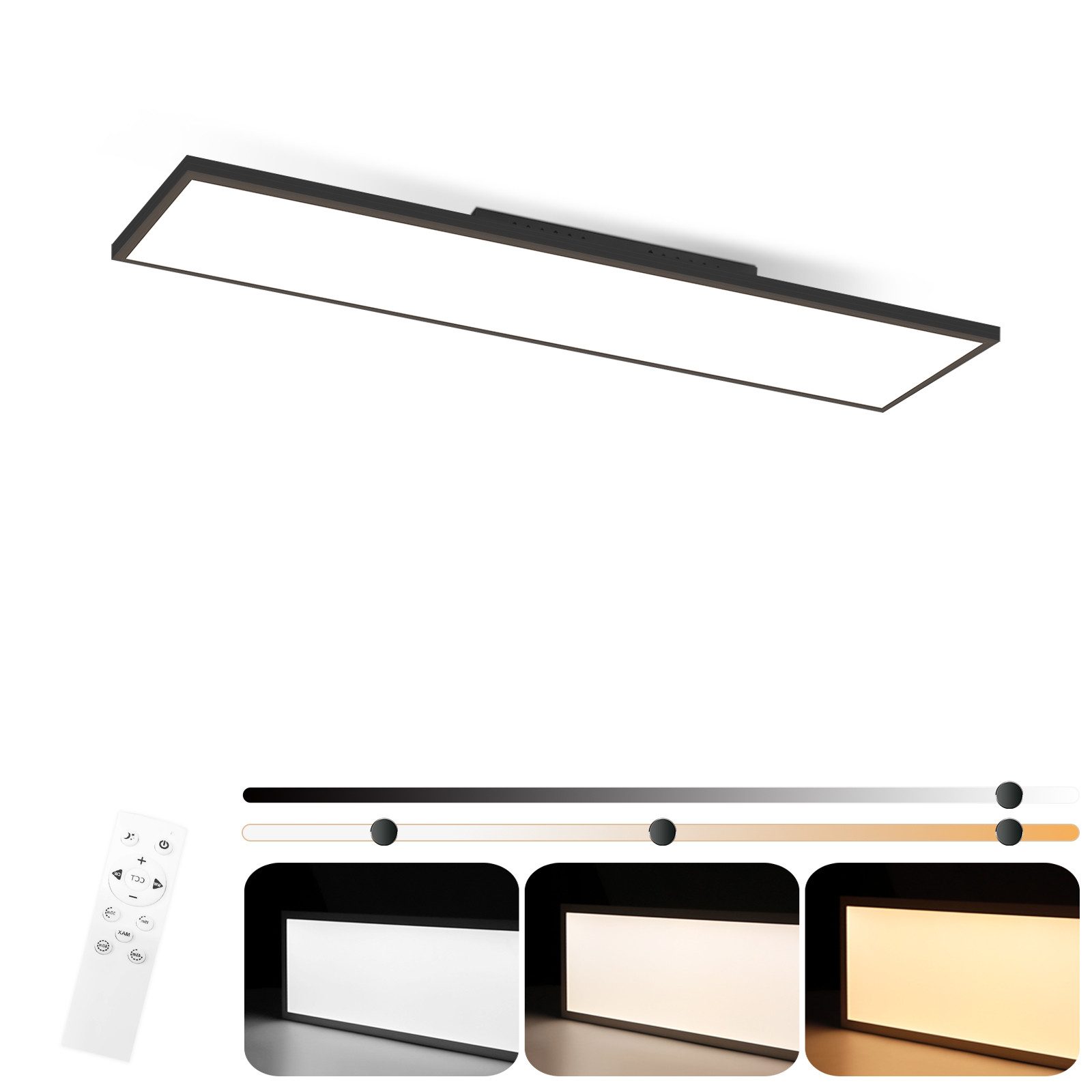 NETTLIFE himmennettävä,LED-kattovalaisin,100x25,cm,kaukosäätimellä,musta,24W