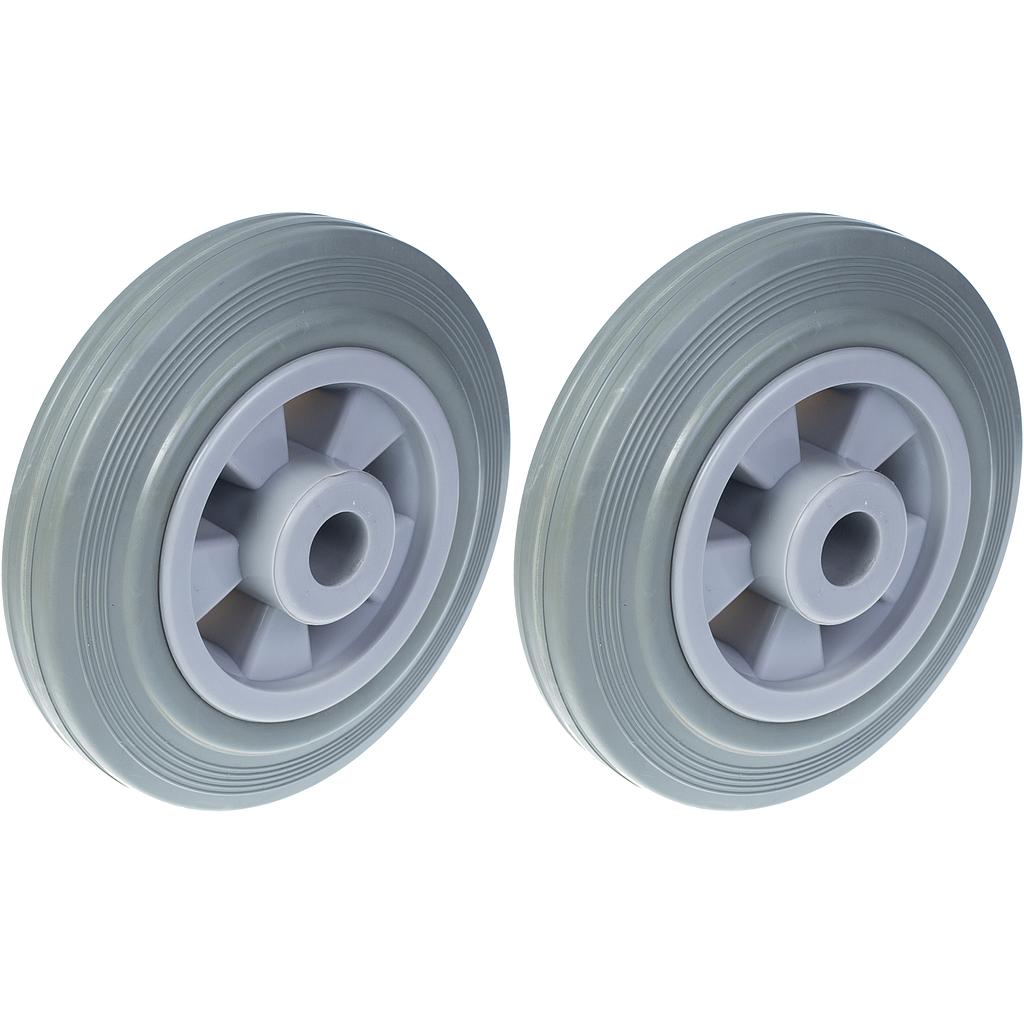160 mm:n (6 tuuman) pyörä, harmaa kumirengas ja muovinen keskiosa, kantavuus 270 kg, 2 kpl:n sarja