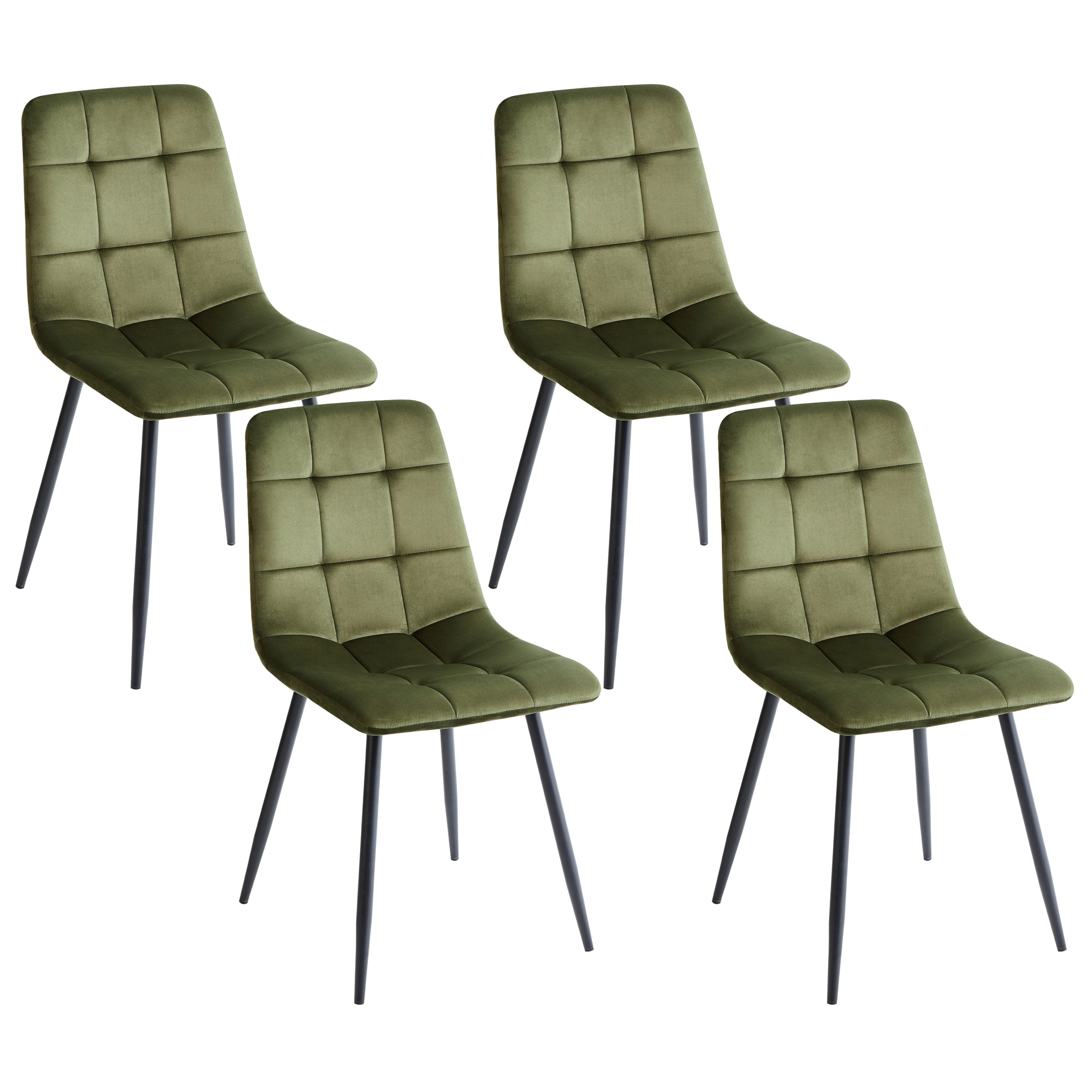 Ruokatuolisetti 4 kpl POWELL sametti Oliivinvihreä