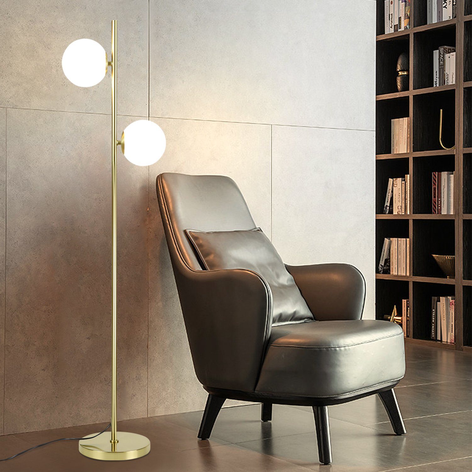 NETTLIFE moderni olohuoneen lattiavalaisin - kultainen design - lattiavalaisin, E27- kantainen lattiavalaisin jalkakytkimellä - 166 cm