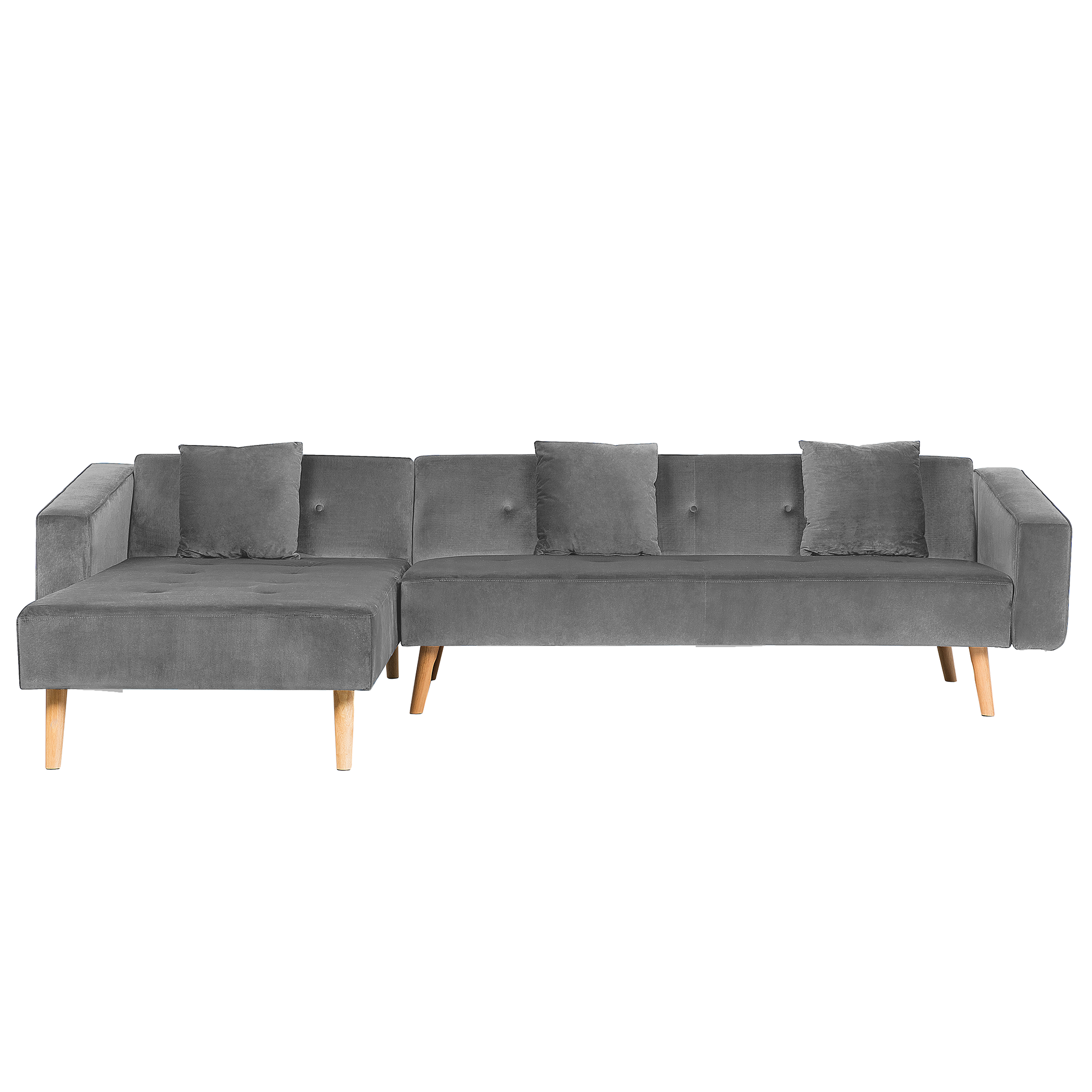 Kulmavuodesohva VADSO sametti Harmaa 4-istuttava Oikea