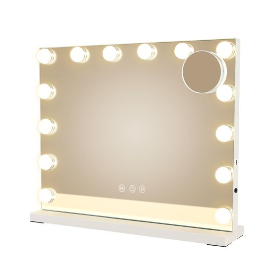 NETTLIFE - meikkipeili valolla, 15 LEDiä, himmennettävä peili, 3 valaistustilaa, kosketusohjaus ja irrotettava suurennuslasi