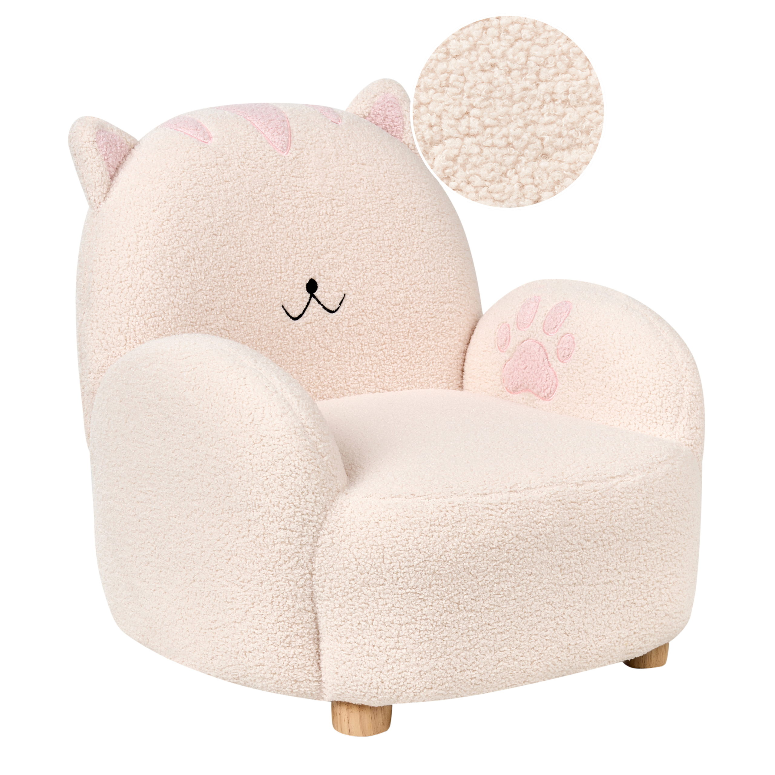 Lasten nojatuoli buklee kissa luonnonvalkoinen ZOAR