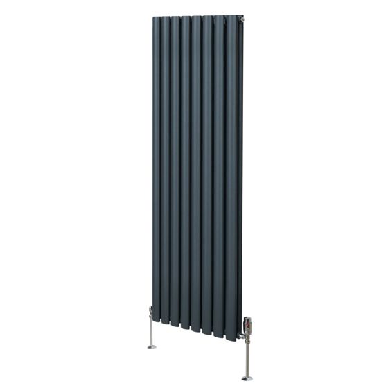 Soikea pylväspatteri venttiilillä - 1600 mm x 480 mm – Antrasiitinharmaa