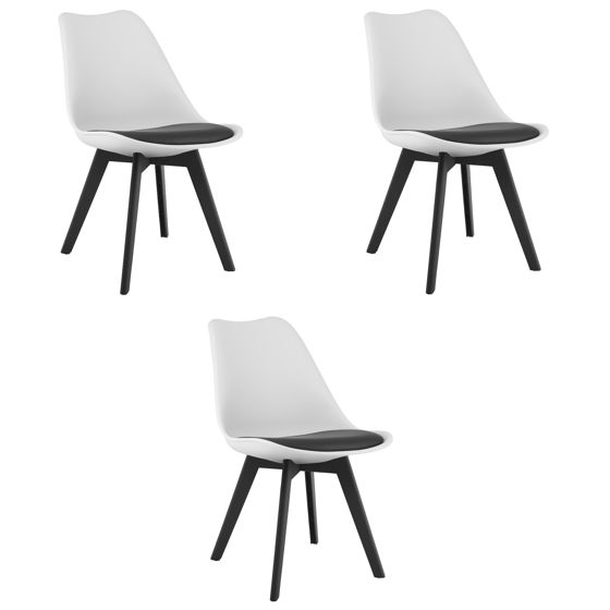 MARK-tuoli valko-musta, mustat jalat (3 kpl)
