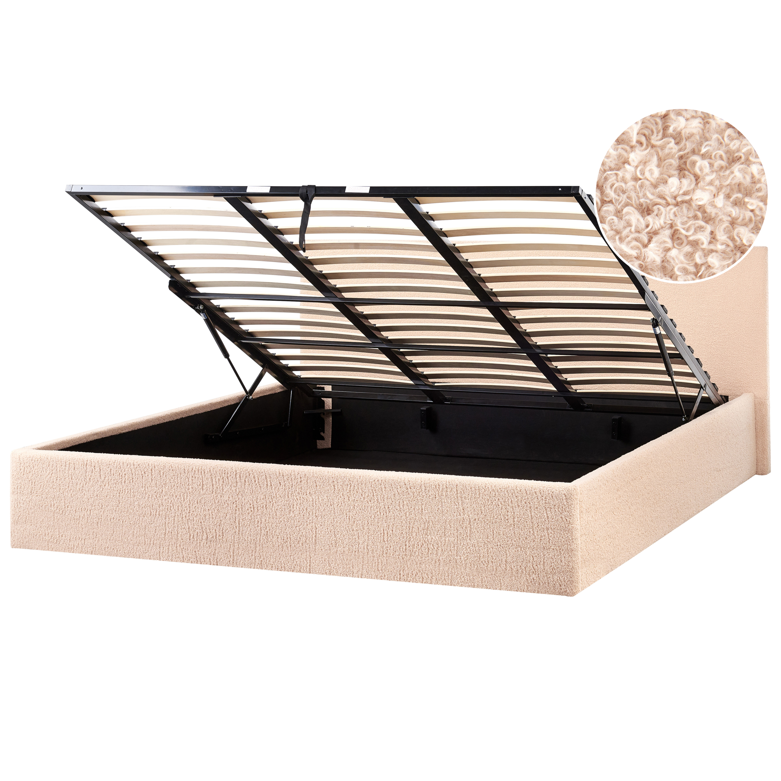 Sänky säilytystilalla buklee ORBEY 180 x 200 cm Beige