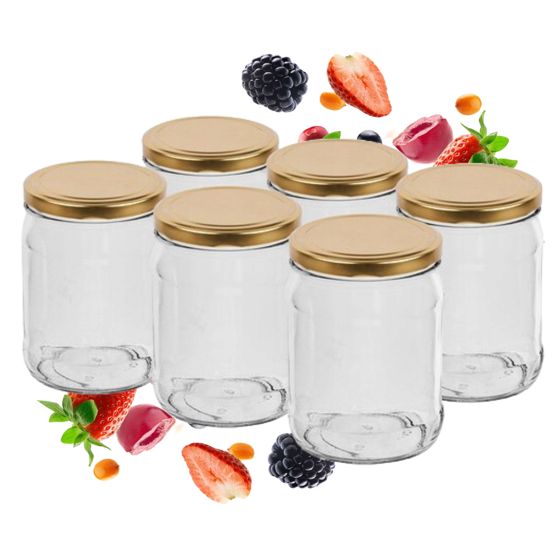 Lasipurkki säilykkeitä varten kierrekorkilla 500ml 6 kpl