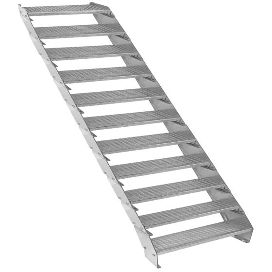 Säädettävät 11-osaiset galvanoidut portaat - 900 mm leveät