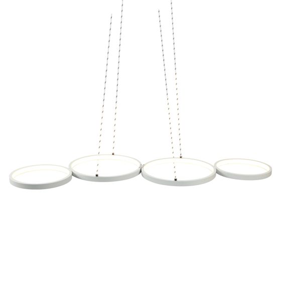 NETTLIFE moderni valkoinen LED - riippuvalaisin, halkaisija 88 cm, ruokailuhuoneen lamppu, 4 rengasta, metallidesign, himmennettävä, kaukosäädin