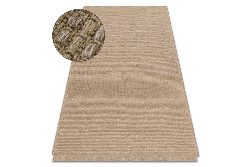 Matto JUTE 3652 tumma beige yksivärinen - juutti, litteä kudottu, 120x170 cm