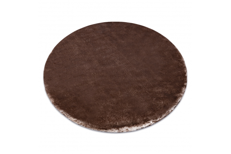 Matto LAPIN Shaggy pyöreä väri norsunluu / suklaa liukastumisenesto, pese pyöreä 120 cm
