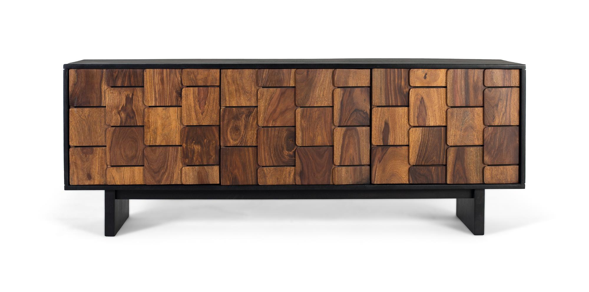 Kolmiovinen TV-kaappi mangopuusta