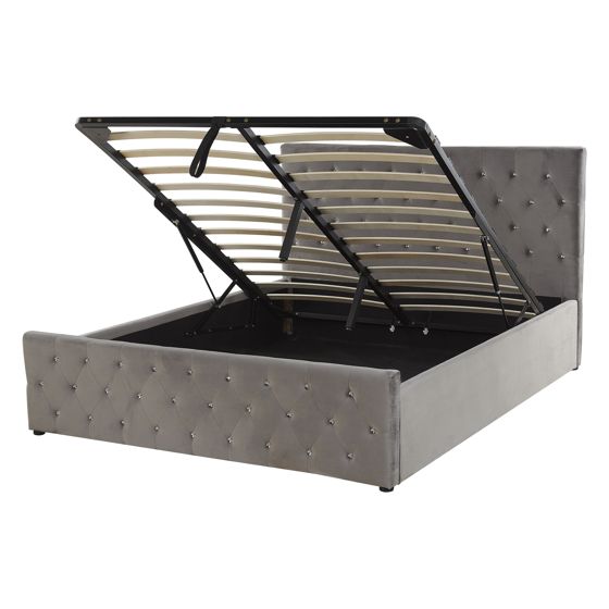 Sänky säilytystilalla sametti AMIENS 140 x 200 cm Harmaa