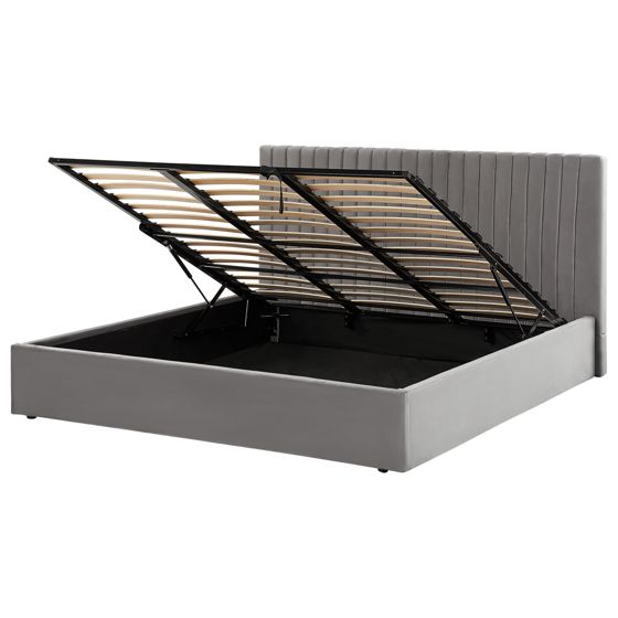Sänky säilytystilalla sametti VION 180 x 200 cm Harmaa