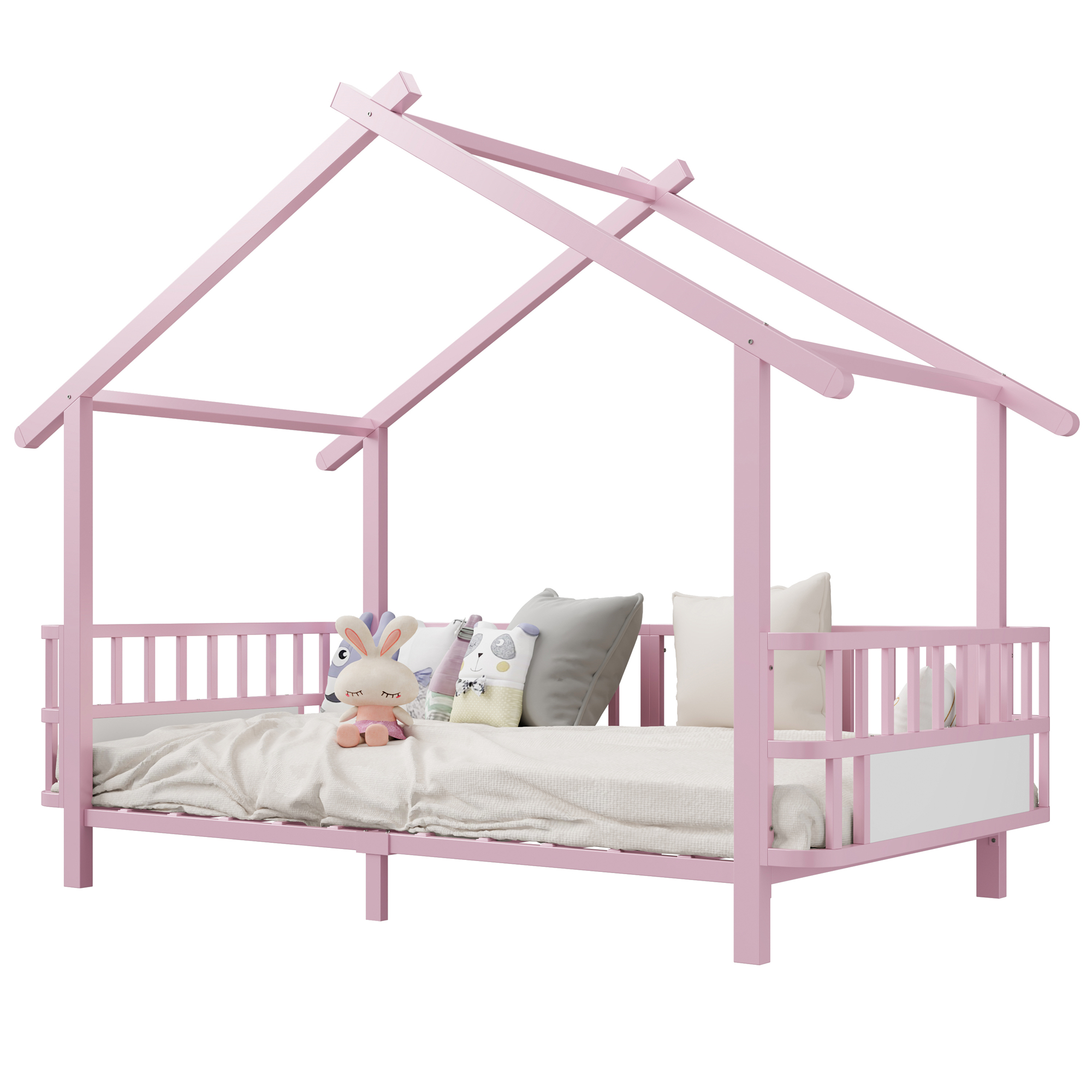 sänky 90x200 cm turva-aidat dachdesignin kanssa pinkki metallinen