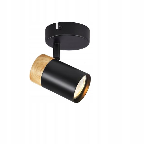 NETTLIFE LED - kattovalaisin, puinen, GU10, kääntyvä, 330°, musta, vintage - sisustus, eteiseen, olohuoneeseen, makuuhuoneeseen, keittiöön