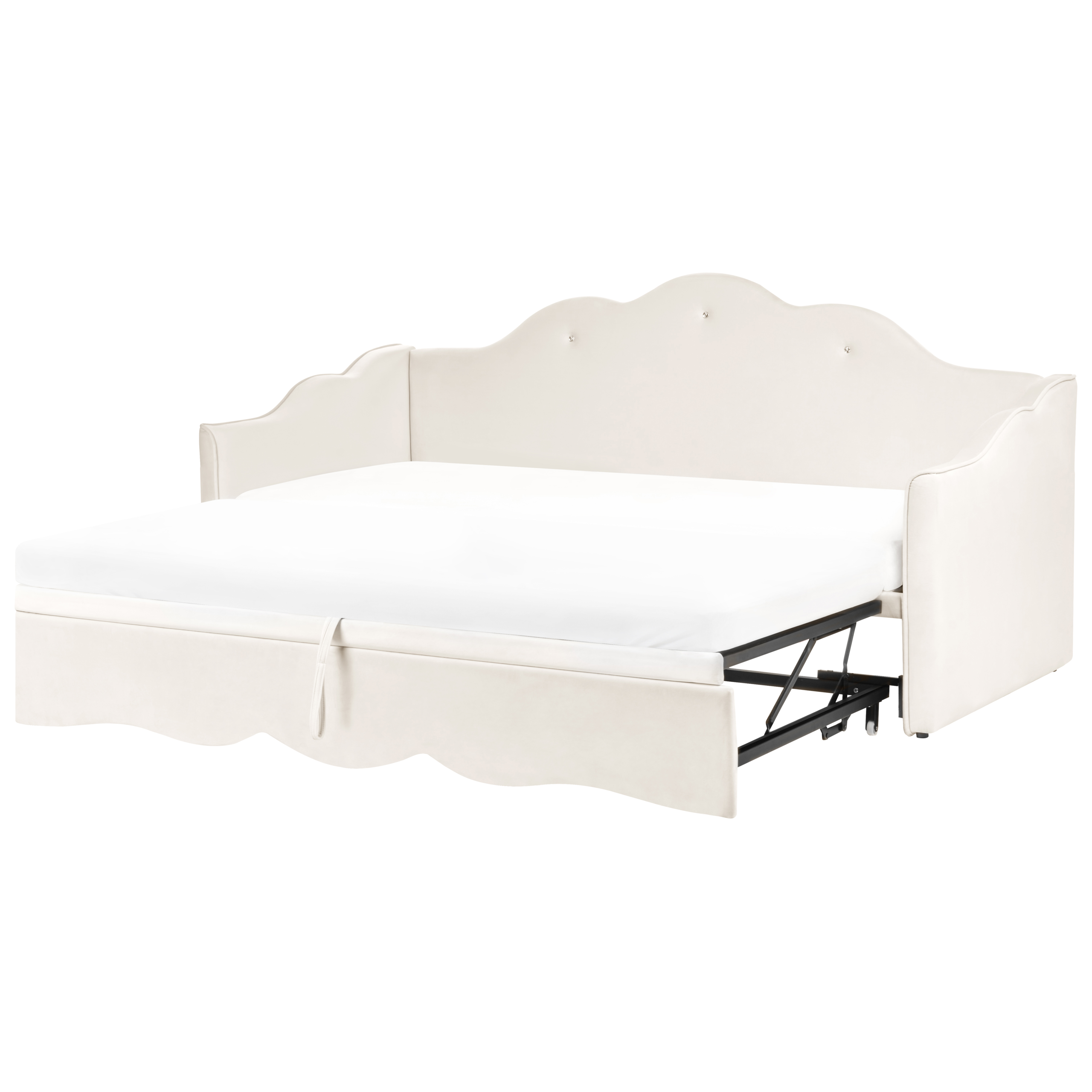 Sänky lisävuoteella Sametti LORETTE 90 x 200 cm Vaaleanbeige