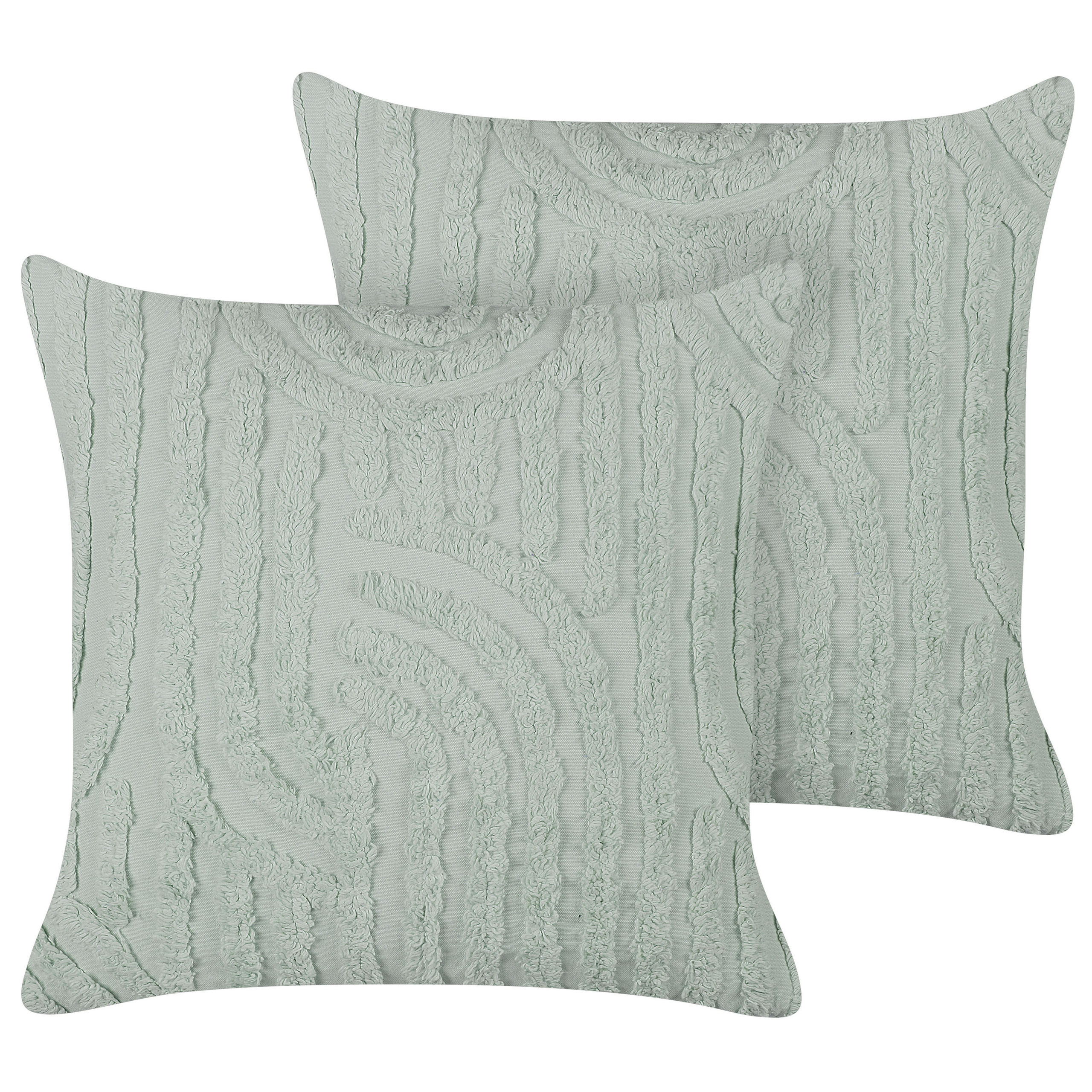 Koristetyynysetti 2 kpl TELLIMA 45 x 45 cm Puuvilla Mintunvihreä Geometrinen kuvio