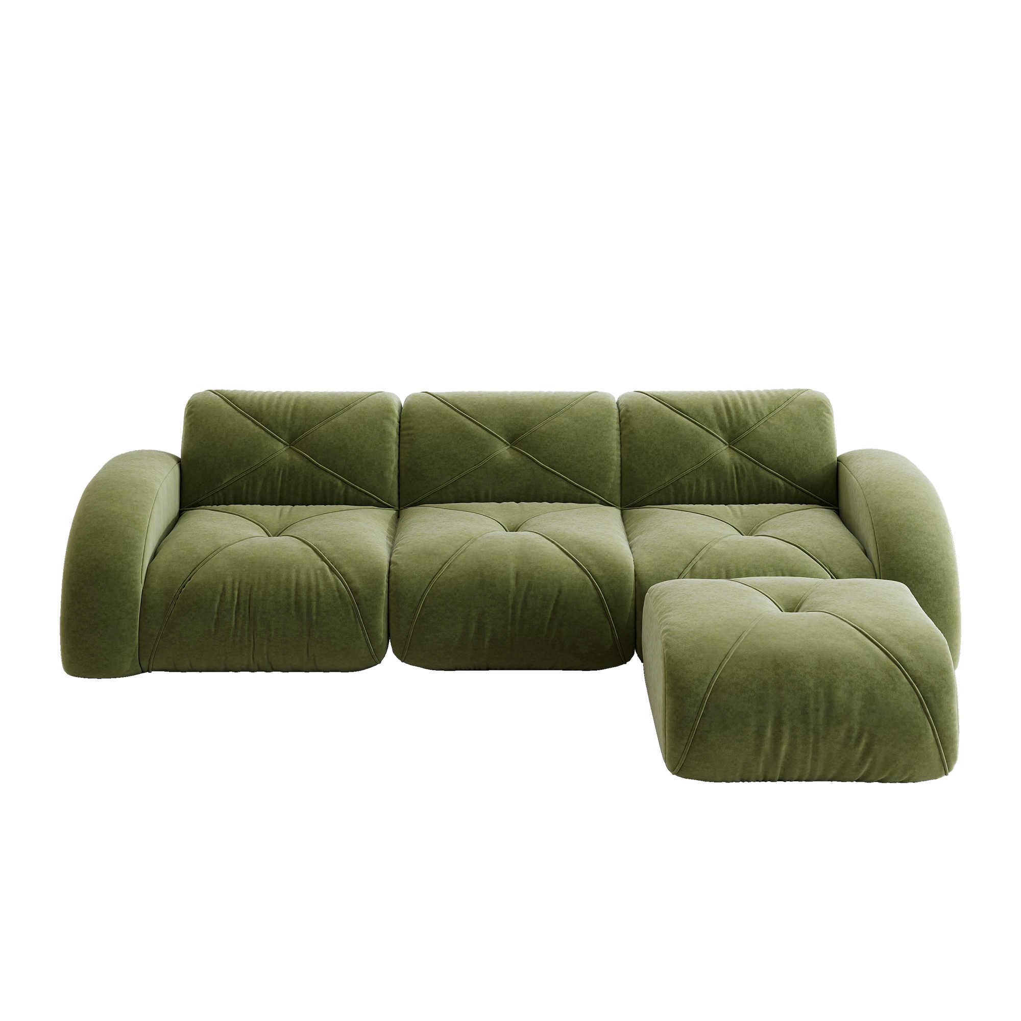 moduulisohva 3-paikkainen vihreä chenille moderni säädettävä