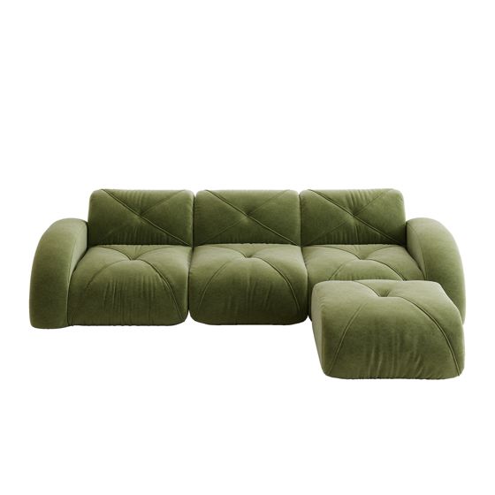 moduulisohva 3-paikkainen vihreä chenille moderni säädettävä