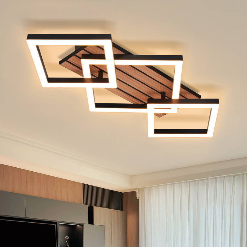 ZMH 3000K 58CM LED-kattovalaisin, moderni musta muotoilu keittiöön