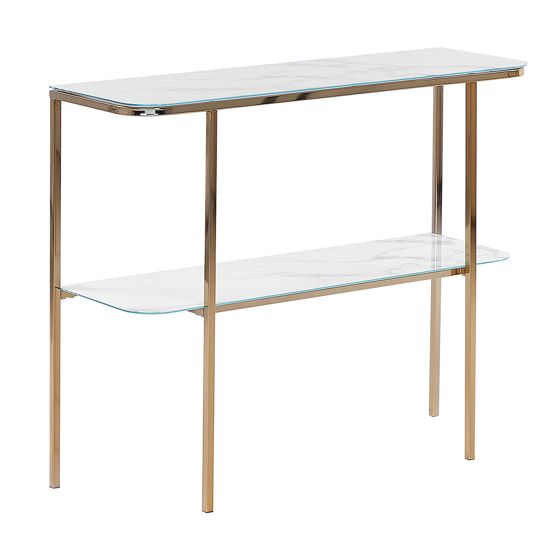 Konsolipöytä CALVERT karkaistu lasi Marmorikuvio/kulta