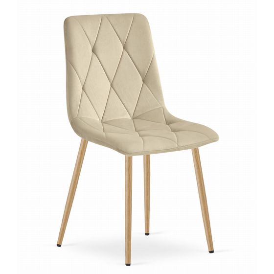 LIBRA-tuoli, vaaleabeige sametti, puunväriset jalat (1 kpl)