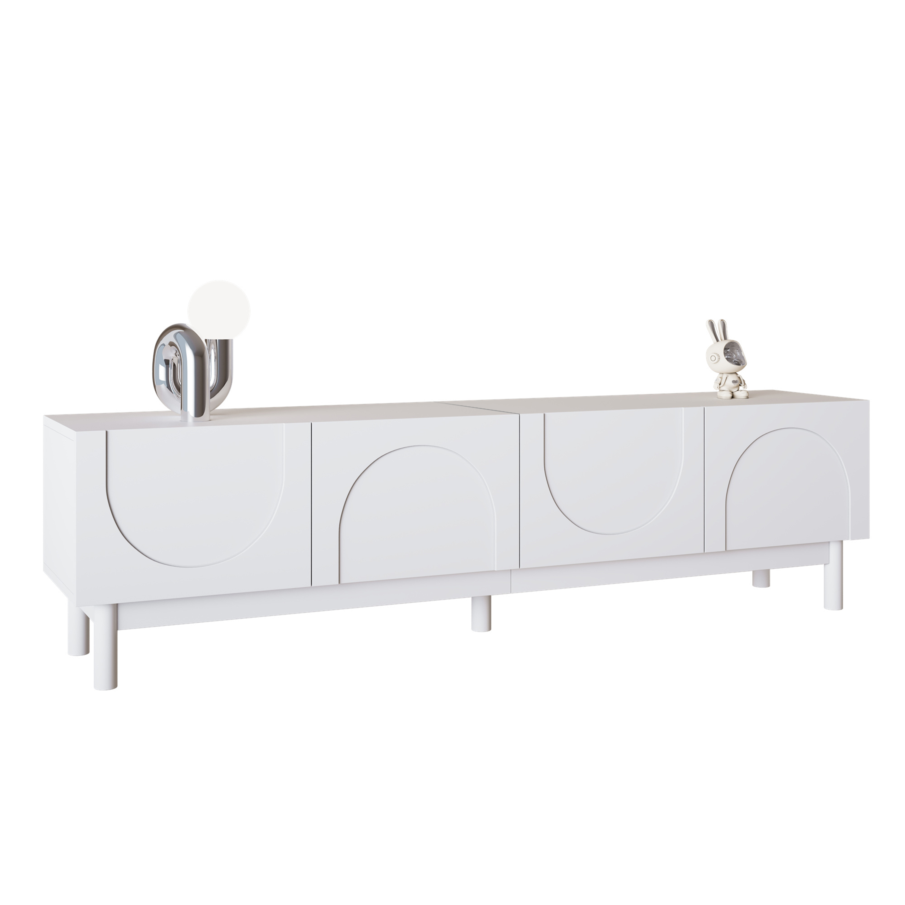 TV-taso 169x34x45,5 cm valkoinen lastulevy MDF säilytyksellä ja liukuovilla