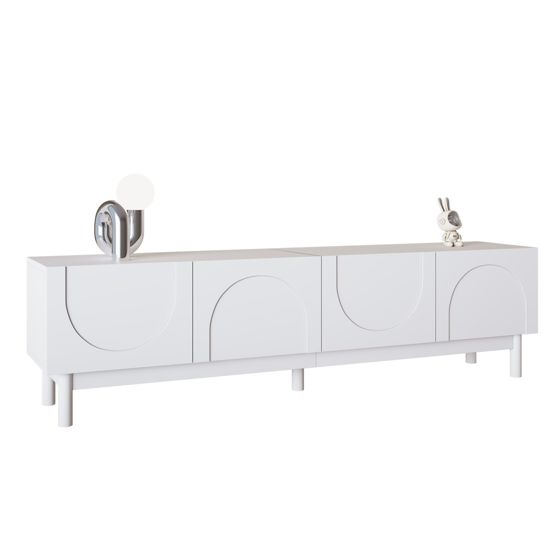 TV-taso 169x34x45,5 cm valkoinen lastulevy MDF säilytyksellä ja liukuovilla