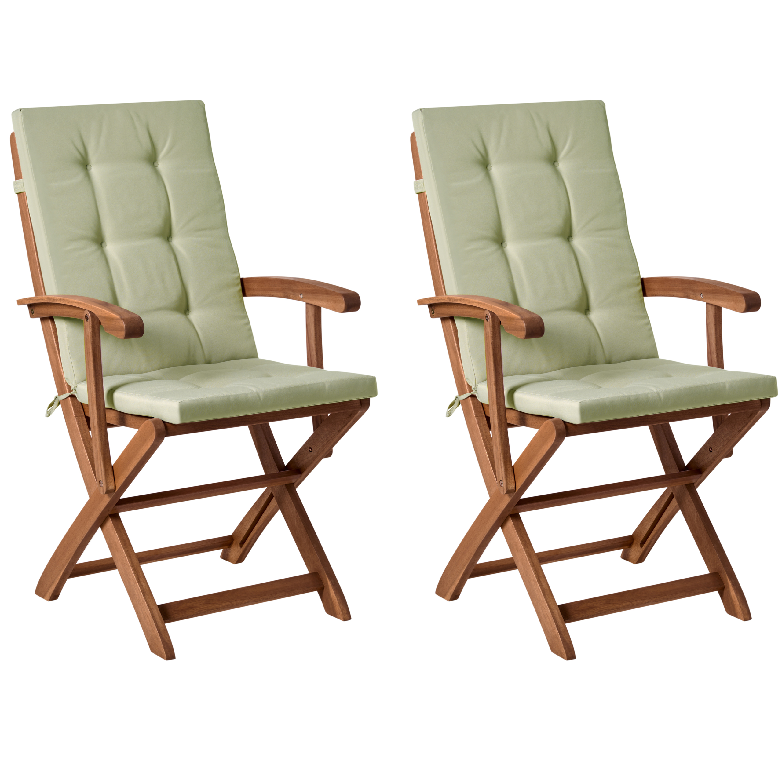 Puutarhatuolisetti pehmusteilla 2 kpl MAUI PREMIUM akaasia Vaaleanvihreä