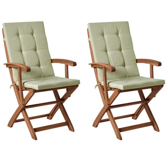 Puutarhatuolisetti pehmusteilla 2 kpl MAUI PREMIUM akaasia Vaaleanvihreä