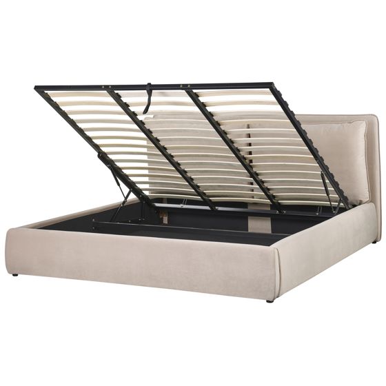Sänky säilytystilalla sametti BAJONNA 180 x 200 cm Beige