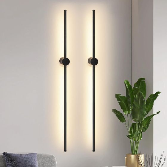 NETTLIFE 2 kpl 100 cm pitkiä LED-seinävalaisimia sisätiloihin, musta, 8 W, minimalistinen, kääntyvä yölamppu, lämmin valkoinen, 3000 K