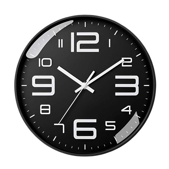 Hiljainen moderni seinäkello 26cm, kontrastiset numerot