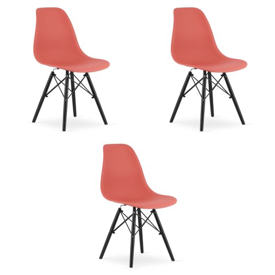 OSAKA-tuolisetti 3 kpl, sinoberi, mustat jalat