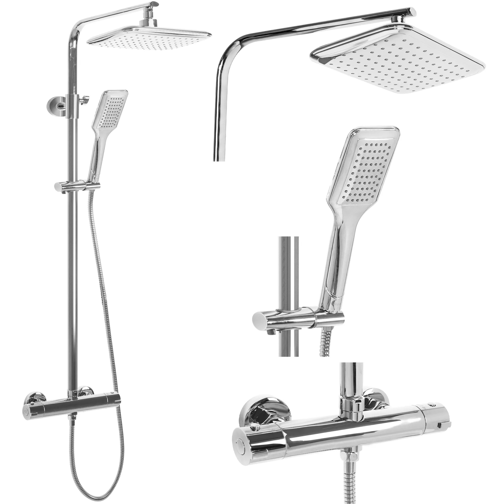 REA suihkusetti TOM THERMOSTAT kromi, 39X27, 5X120CM