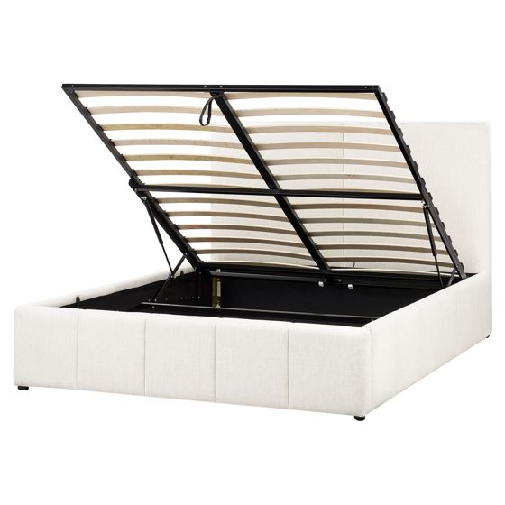 Sänky säilytystilalla kangas CASTELNAVET 160 x 200 cm Luonnonvalkoinen