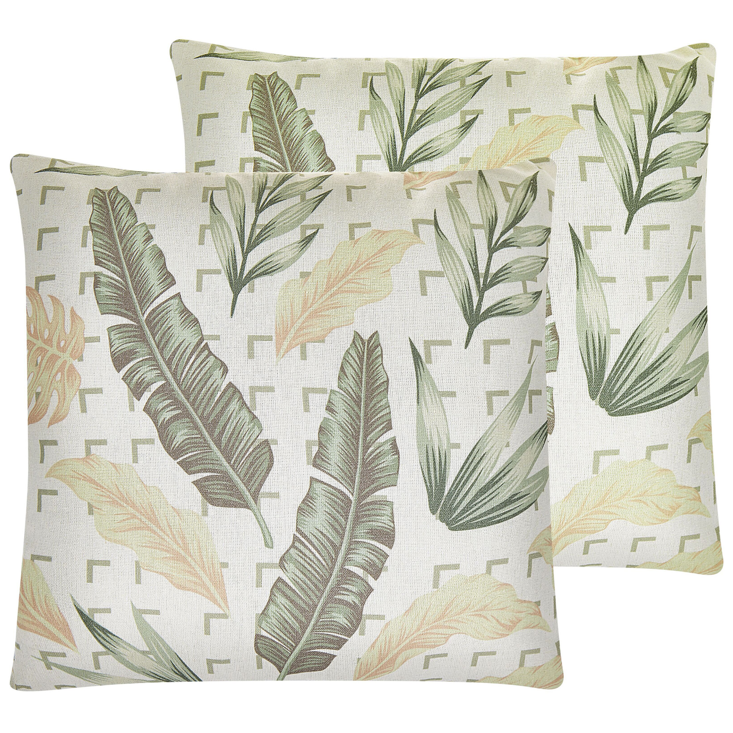 Koristetyynysetti 2 kpl RHAPIS 45 x 45 cm Vihreä Kasvikuvio
