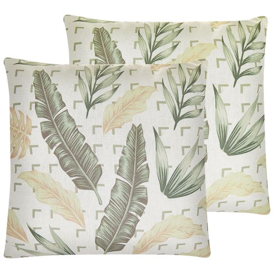 Koristetyynysetti 2 kpl RHAPIS 45 x 45 cm Vihreä Kasvikuvio