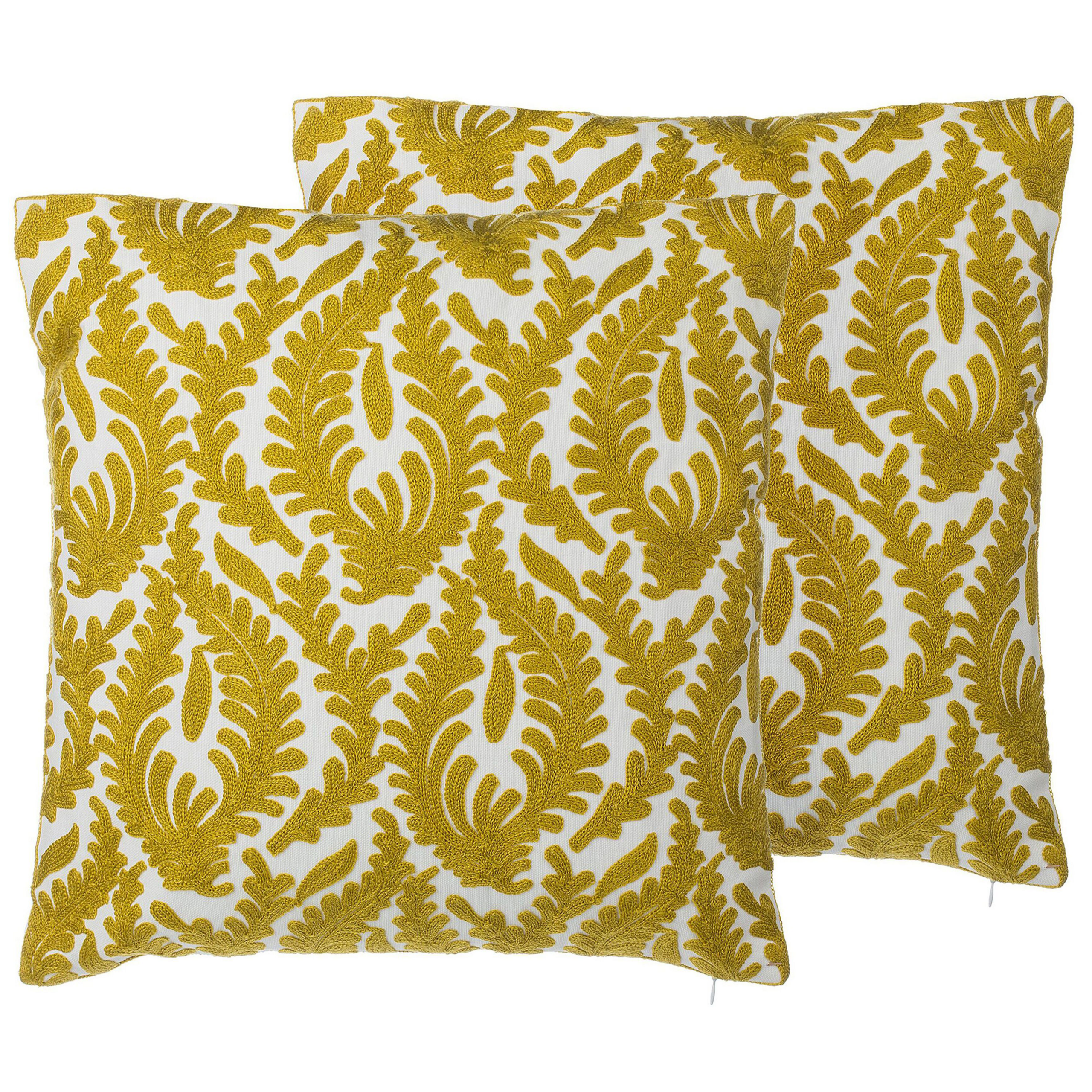 Koristetyynysetti 2 kpl PRIMULA 45 x 45 cm Puuvilla Sinapinkeltainen Ikat-kuvio