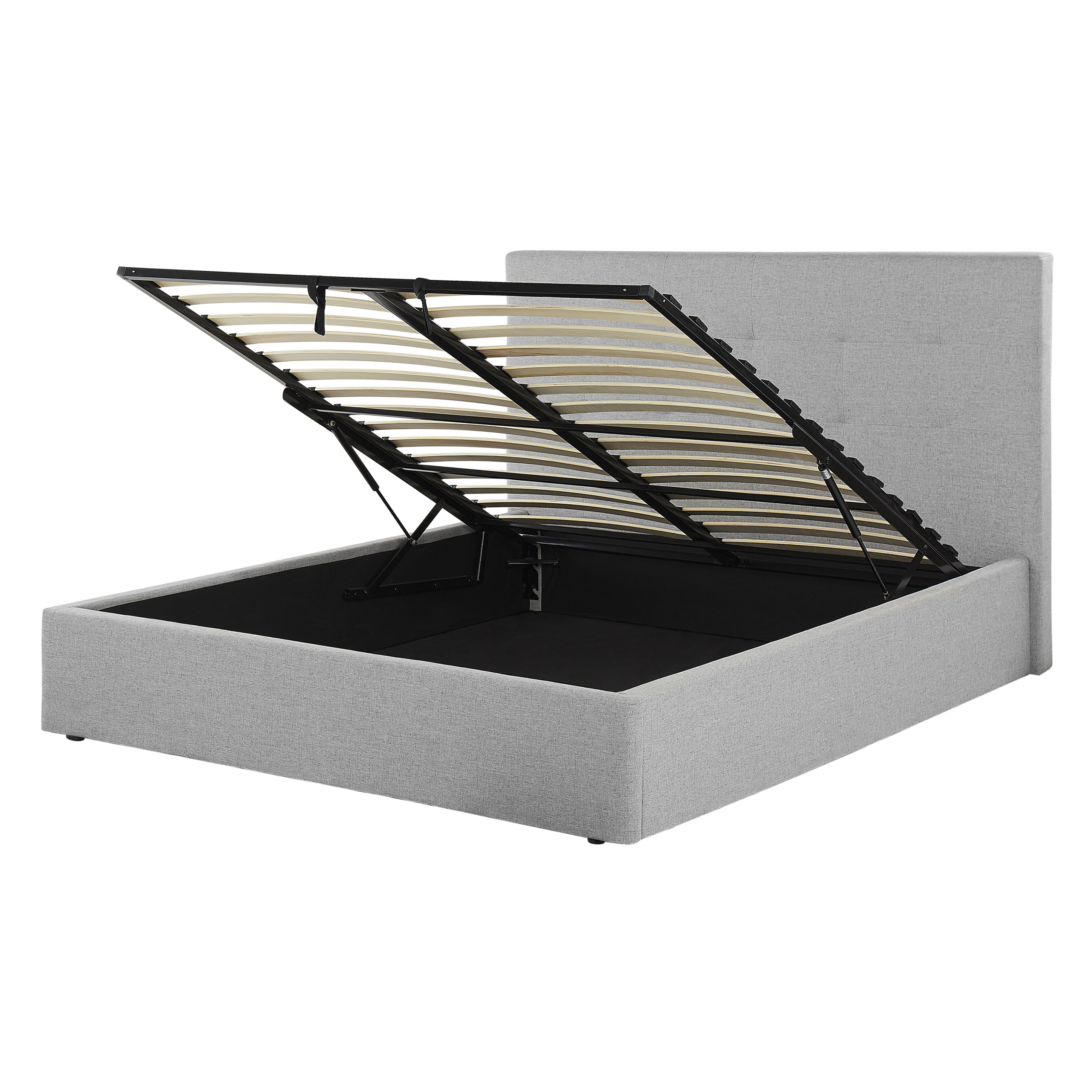 Sänky säilytystilalla kangas LORIENT 140 x 200 cm Vaaleanharmaa