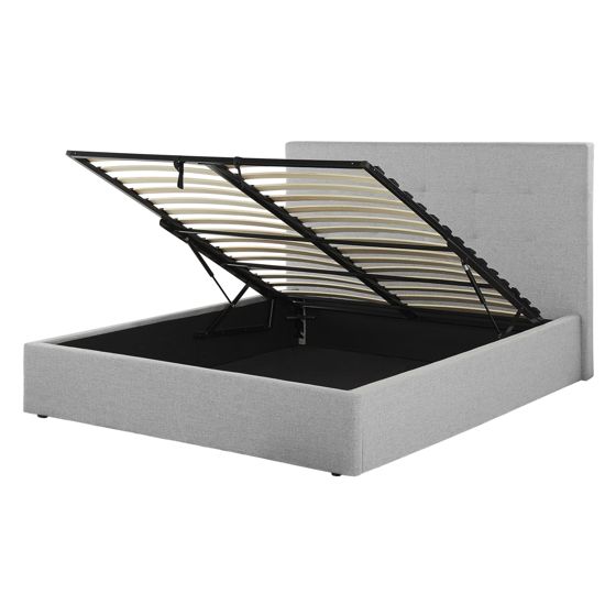 Sänky säilytystilalla kangas LORIENT 140 x 200 cm Vaaleanharmaa