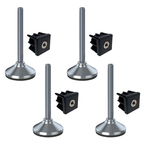 Ruostumaton jalka 16x150x80mm, jalustassa kumityyny + insertit 40x40x2.0mm - 4 kpl:n sarja.