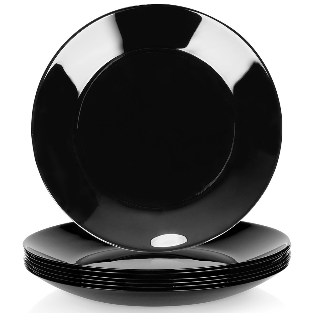 Mustat lasiset jälkiruokalautaset 18 cm 6 kpl.