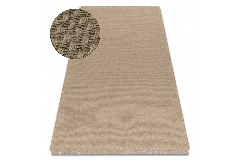 Matto JUTE 3731 tumma beige yksivärinen - juutti, litteä kudottu, 140x190 cm