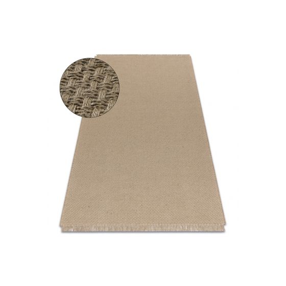 Matto JUTE 3731 tumma beige yksivärinen - juutti, litteä kudottu, 140x190 cm