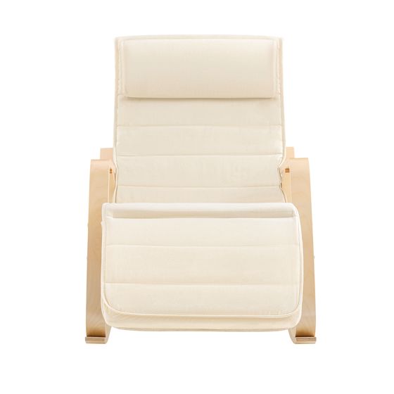 SoBuy Puinen keinutuoli FST16-W - ekologinen koivuviilu & metallikehys