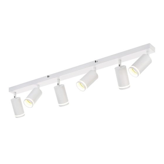 NETTLIFE Moderni 6- kohdevalaisin kattoon: Valkoinen GU10- kohdevalaisin, 355° kääntyvä, metalliset sisävalot keittiöön ilman polttimoa