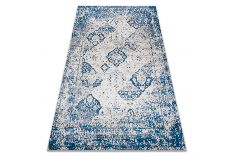 ANDRE 1819C matto Ruusuke, vuosikerta liukumaton - beige / sininen 160x220 cm