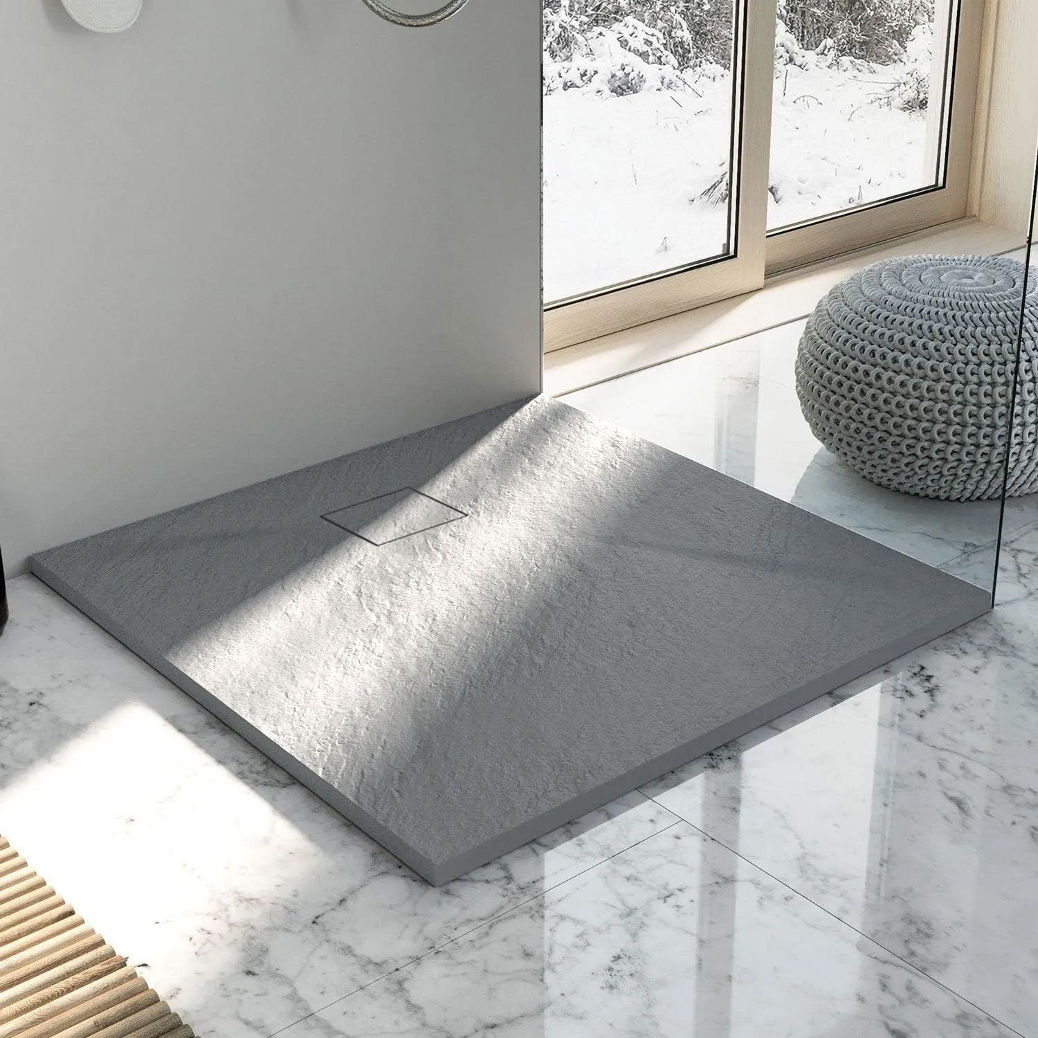 REA suihkuallas MAGNUM 90x90 harmaa, 90X90X2,5CM